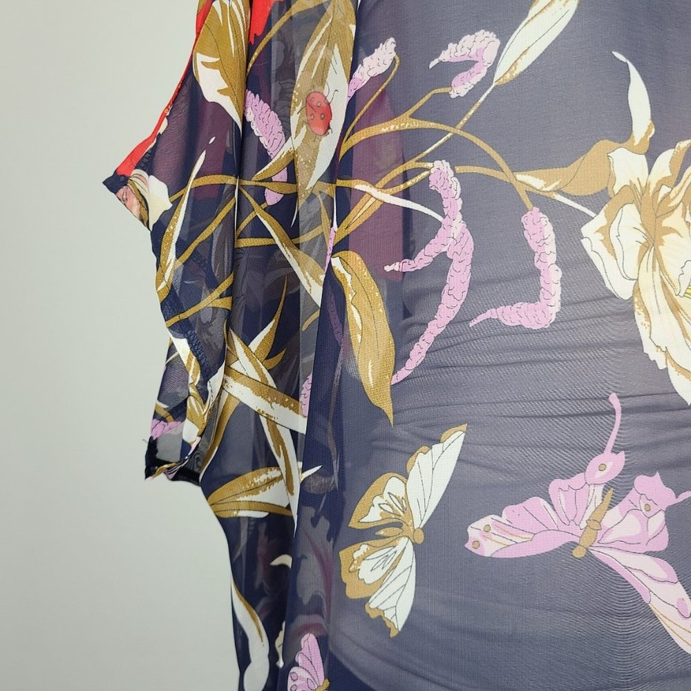 Floral Kimono Cardigan - Navy and Red - Picture 8 of 10